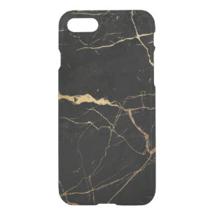 Black faux marble gold veins iPhone SE/8/7 case