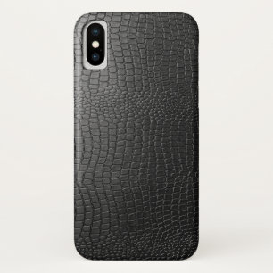 Black Faux Snakeskin Leather Pattern Case-Mate iPhone Case