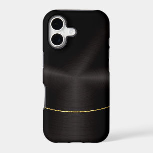 Black faux stainless steel gold accent