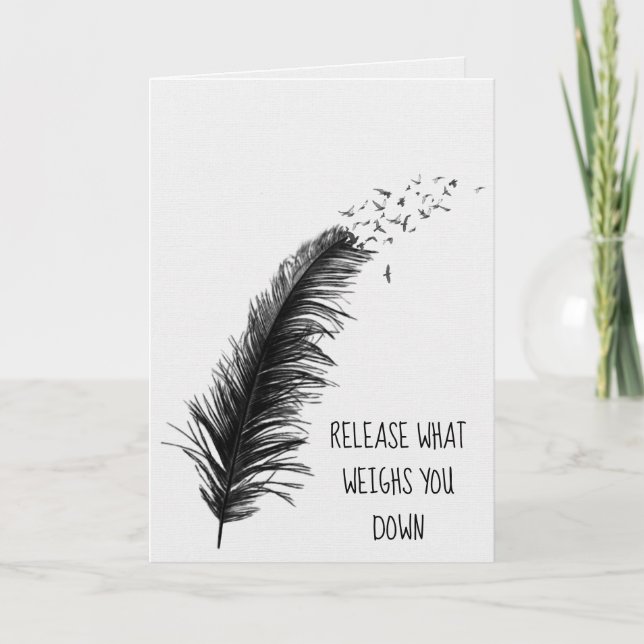 Black Feather and Birds Card (Front)