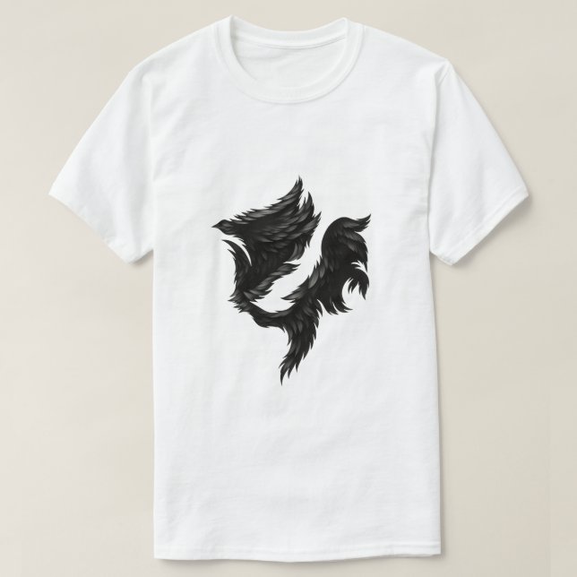 Black Feather Horse – Surreal Shadow Form T-Shirt (Design Front)