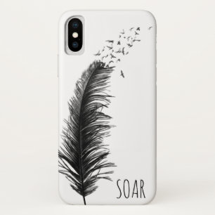 black feather with birds Case-Mate iPhone case