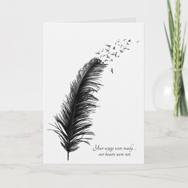black feather with birds sympathy card (Front)