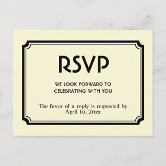 Black felt art deco retro enclosure response card