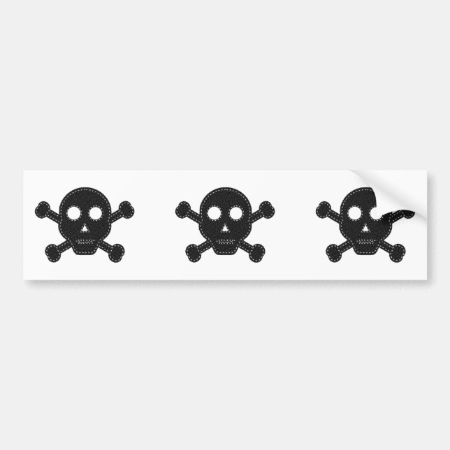 Black Felt Skull Bumper Sticker (Front)