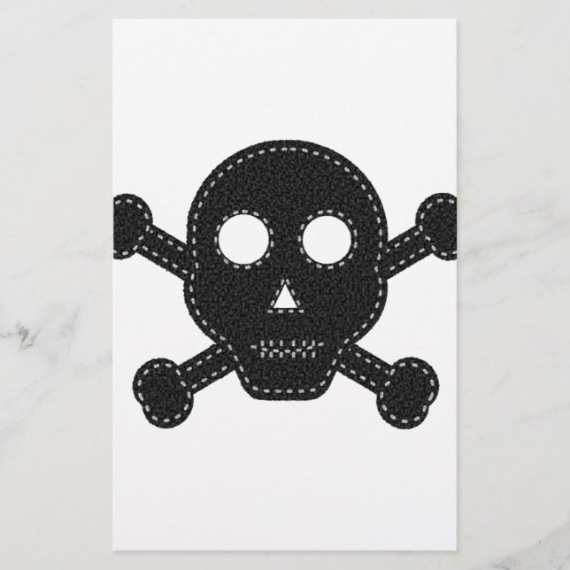 Black Felt Skull Stationery (Front)