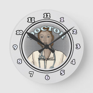 Black Female Doctor clock