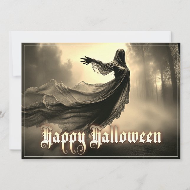 Black Female Ghost in Hellscape - Halloween (Front)