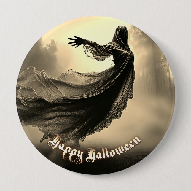 Black Female Ghost in Hellscape - Halloween 10 Cm Round Badge (Front)