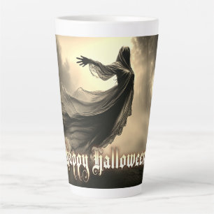 Black Female Ghost in Hellscape - Halloween Latte Mug