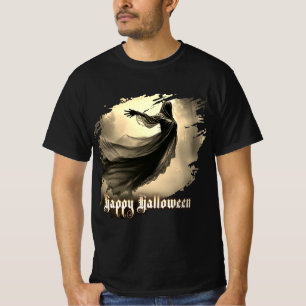 Black Female Ghost in Hellscape - Halloween T-Shirt