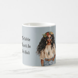 Black Female Jeans Flowers in Her Hair Coffee Mug