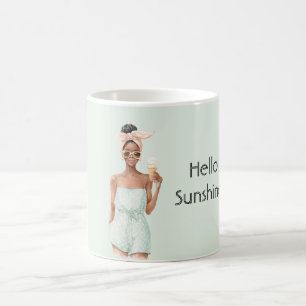 Black Female Mint Top Hello Sunshine Ice Cream Coffee Mug