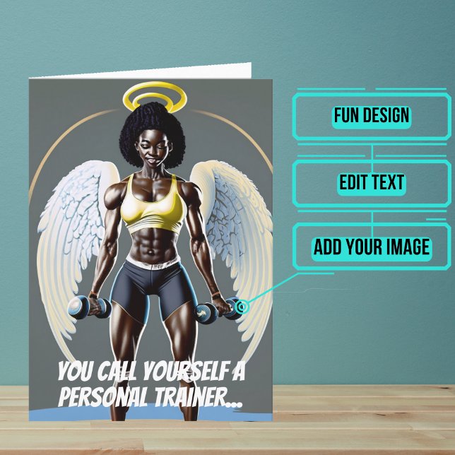Black Female Personal Trainer or Coach Birthday Card (This fun card is specifically for the personal trainer friend in your life.)