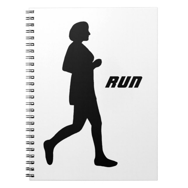 Black Female Silhouette Painting Runner Run Spiral Notebook (Front)