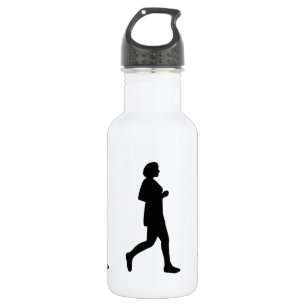 Black Female Silhouette Runner Painting 532 Ml Water Bottle