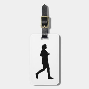 Black Female Silhouette Runner Running Painting Luggage Tag