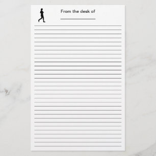 Black Female Silhouette Runner Running Painting Stationery