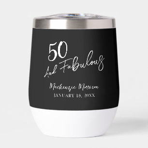 Black Fifty and Fabulous Script Birthday Party