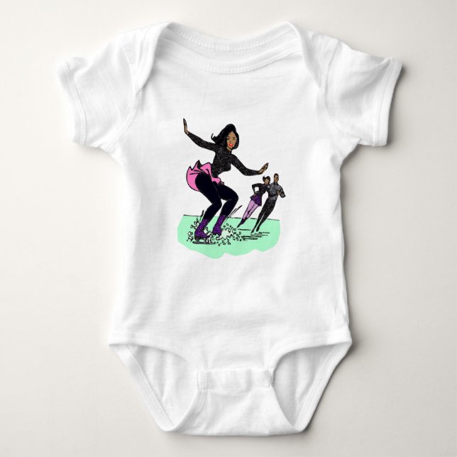 black figure skater baby bodysuit (Front)