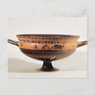 Black figured kylix postcard