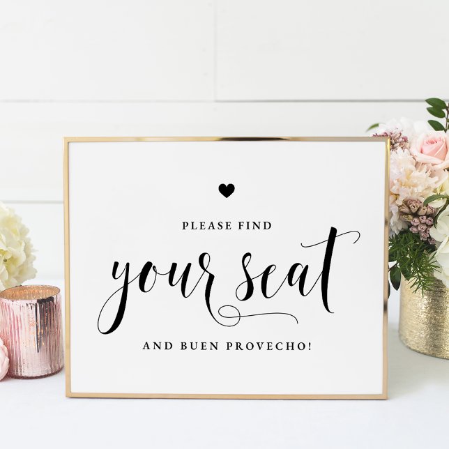 Black Find Your Seat and Buen Provecho Wedding Poster (Creator Uploaded)
