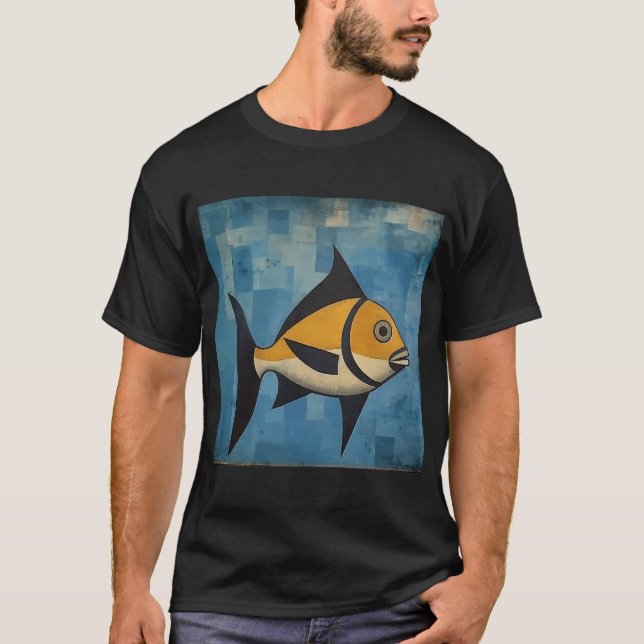 Black Finned Yellow Fish T-Shirt (Front)