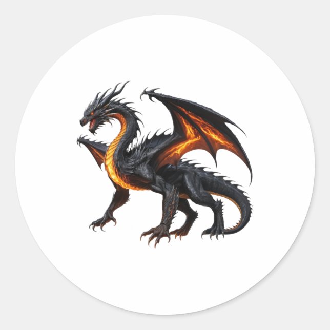 Black Fire Dragon Sticker  (Front)