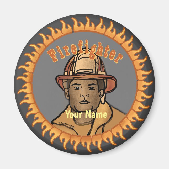 Black Firefighter  magnet (Front)