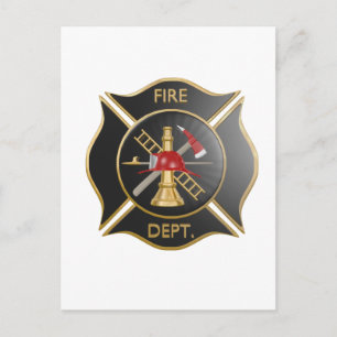 Black firefighters maltese cross symbol postcard