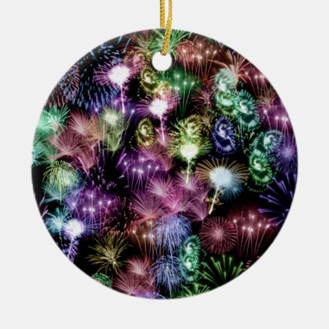 Black Fireworks Ceramic Tree Decoration (Front)
