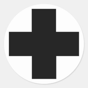 Black First aid cross Classic Round Sticker