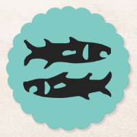 Black fish sharks design aquamarine Pisces zodiac