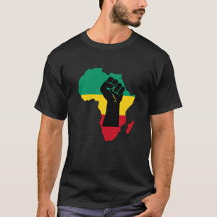 Black Fist Africa Map T-Shirt