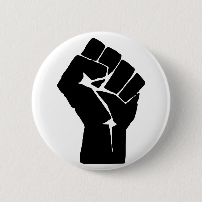 Black Fist Raised - Resistance Protest 6 Cm Round Badge (Front)
