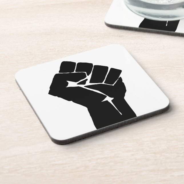 Black Fist Raised - Resistance Protest Coaster (Left Side)
