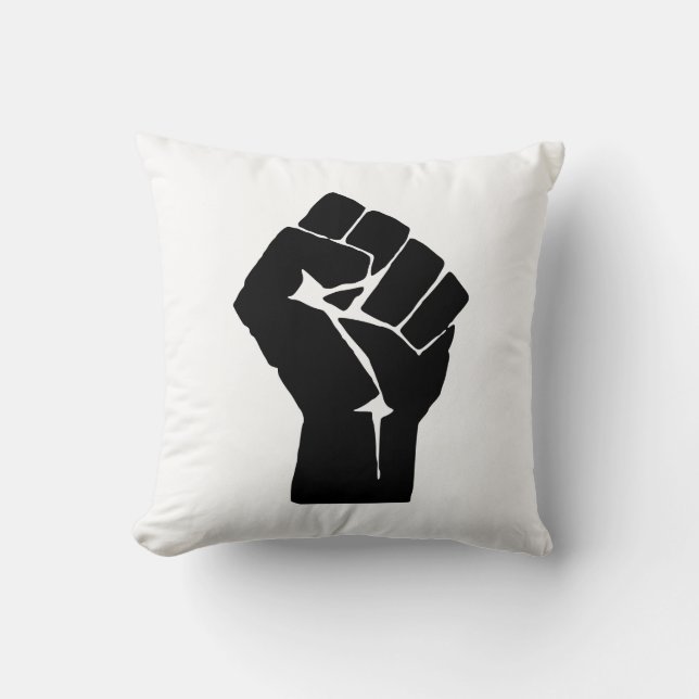 Black Fist Raised - Resistance Protest Cushion (Front)