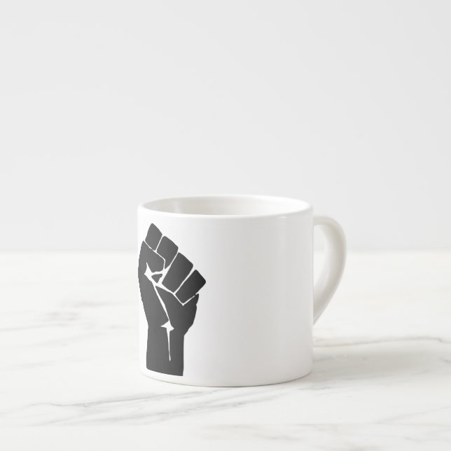 Black Fist Raised - Resistance Protest Espresso Cup (Front Right)