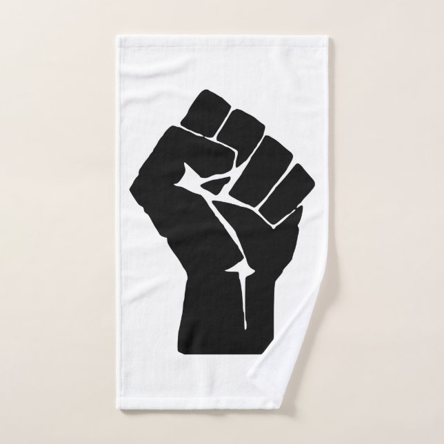 Black Fist Raised - Resistance Protest Hand Towel (Hand Towel)