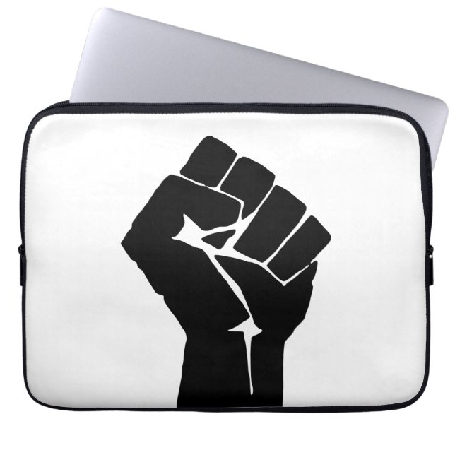Black Fist Raised - Resistance Protest Laptop Sleeve (Front)