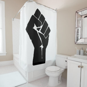 Black Fist Raised - Resistance Protest Shower Curtain