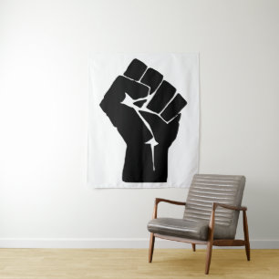 Black Fist Raised - Resistance Protest Tapestry