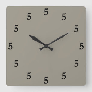 Black Five o'Clock Somewhere, Aluminum Silver Gray Square Wall Clock