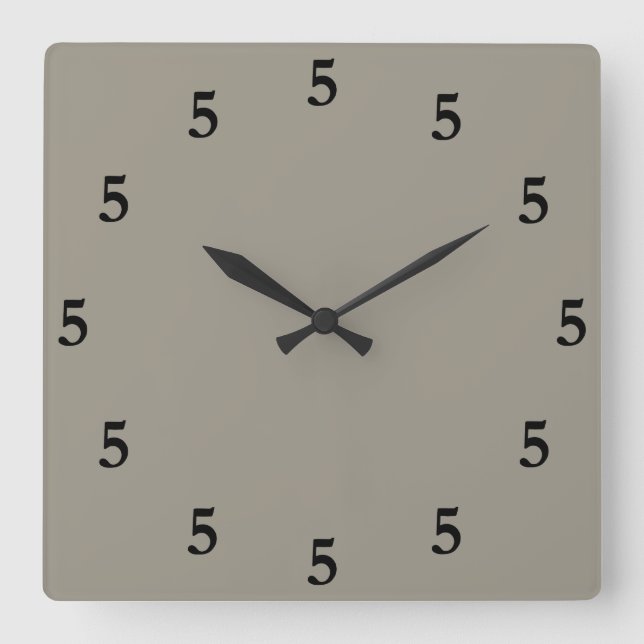 Black Five o'Clock Somewhere, Aluminum Silver Gray Square Wall Clock (Front)