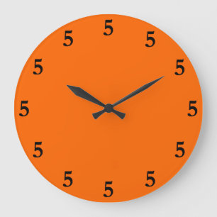 Black Five o'Clock Somewhere on Orange Large Clock