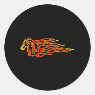 Black Flaming Mustang Horse Classic Round Sticker