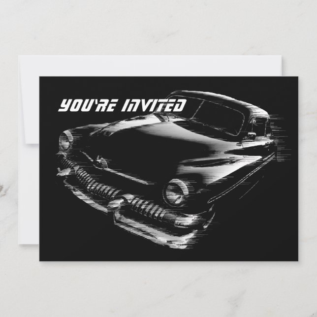 Black Flash Car Birthday Invitation (Front)