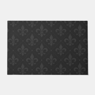 Black Fleur de Lis Louisiana Outdoor Doormat Cajun