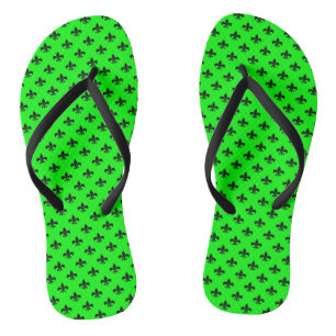 Black Fleur-de-lis on Lime Green Jandals