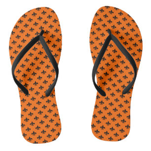 Black Fleur-de-lis on Orange Jandals